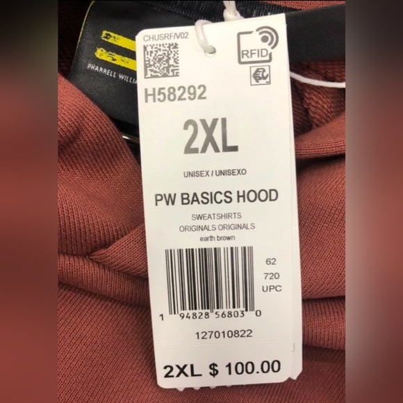 Adidas  Pharrell Williams Unisex Basic Brown Hoodie Sizes S 2XL NWT MSRP $100 - Picture 9 of 10